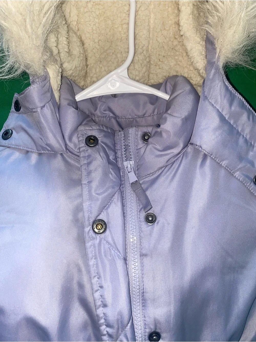 Old Navy Lavender Puff Coat with Faux Fur Hood